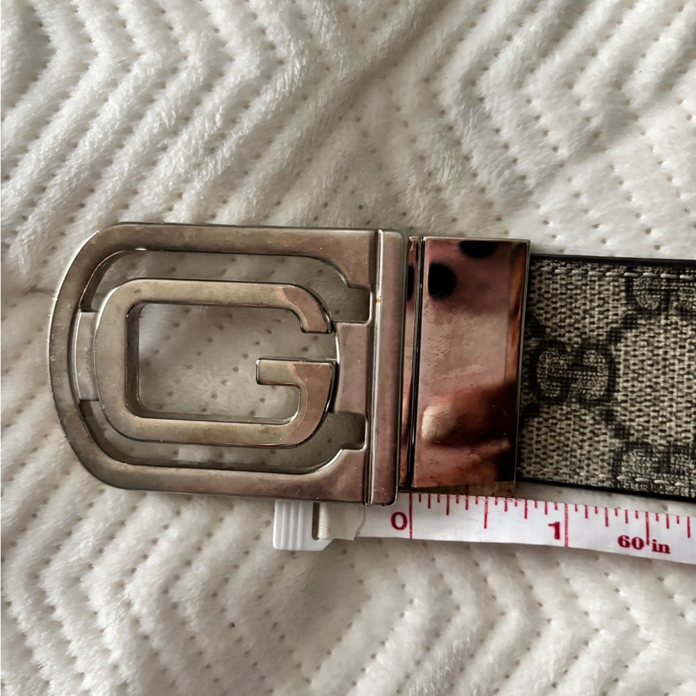 Gucci Men’s vintage monogram belt Silver and Brown Logo Belt
